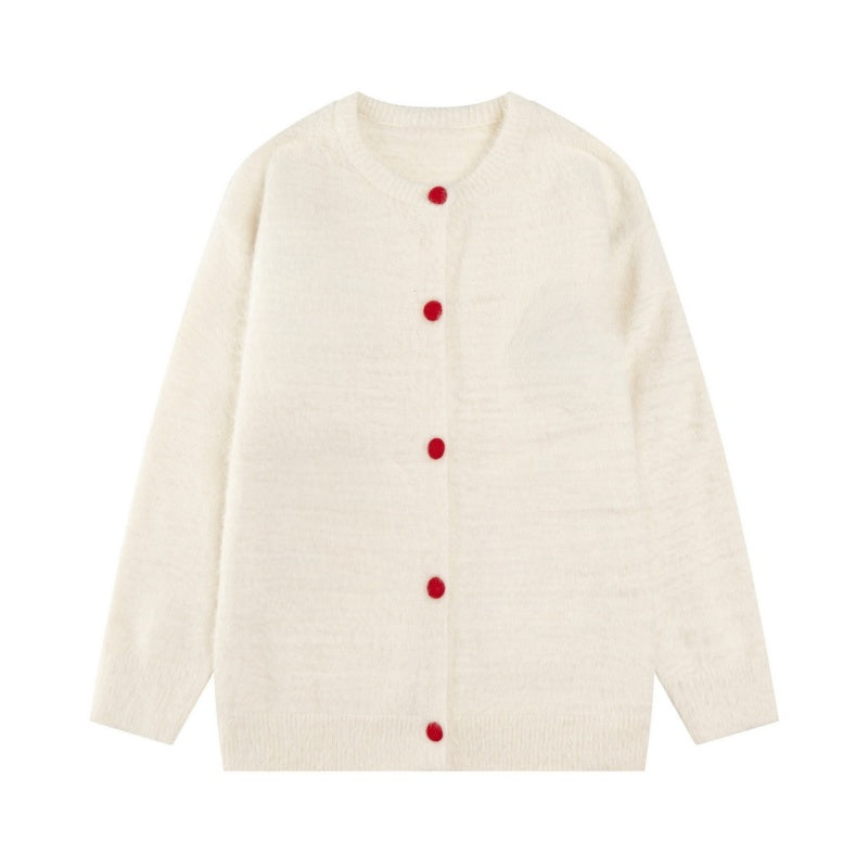 Red Button Apricot Sweater