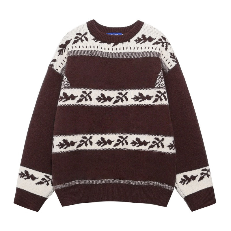 Brown Striped Oversized Sweater