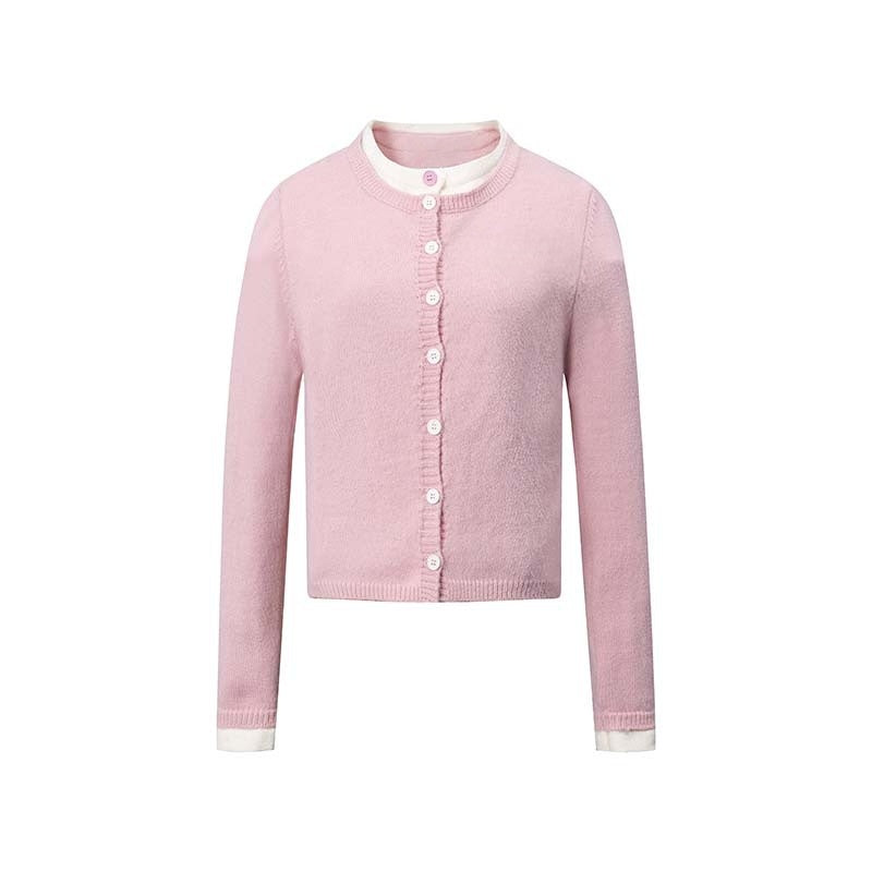 Pink-White Overlay Design Sweater