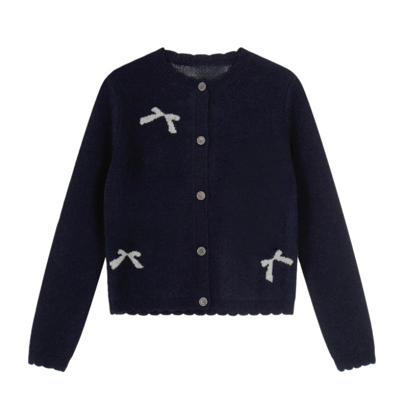 Soft And Slim-Fitting Short Navy Blue Sweater
