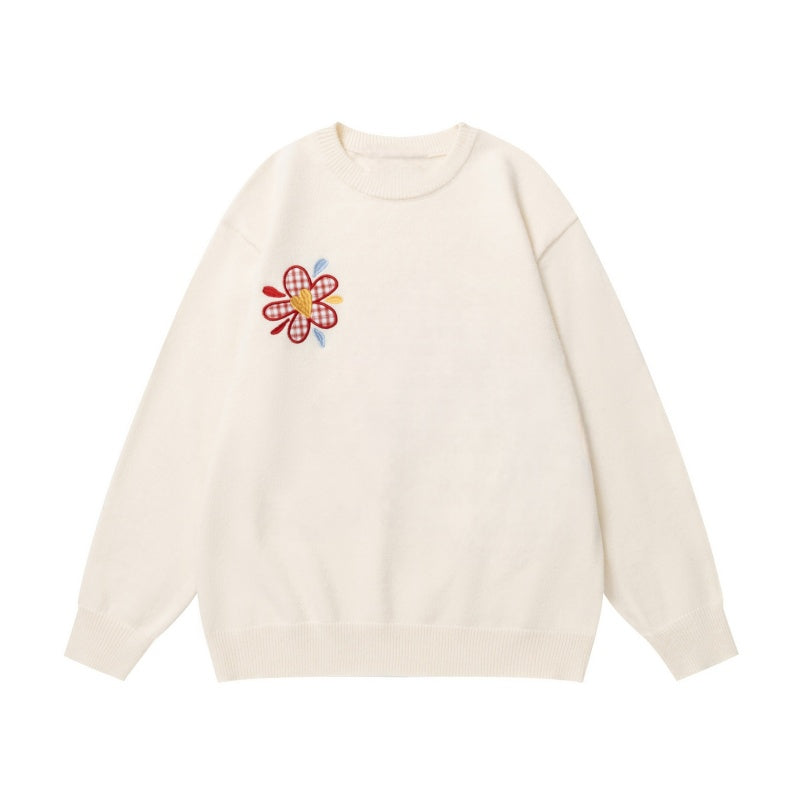 Plaid Floral Print Lingerie Sweater